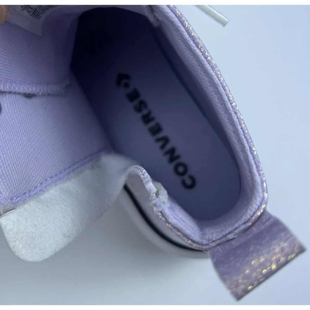 Converse Chuck Taylor Girls Lugged Glitter Platform Shoes Vapor Violet Size 5.5